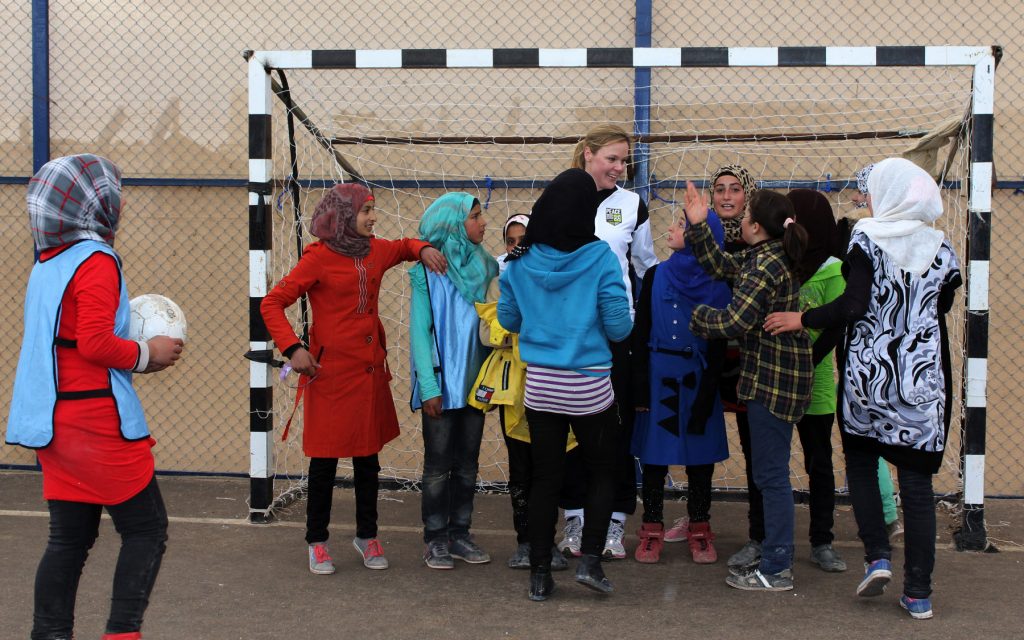 Football practise at Zaatari refugee camp.